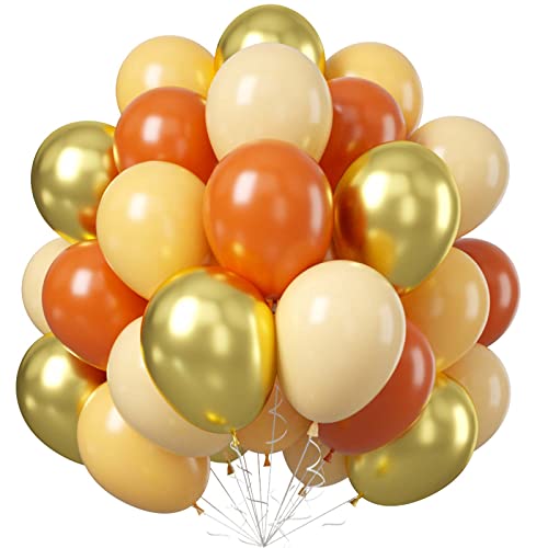 Fall Balloons Orange Gold, Burnt Orange Sand White Beige Blush Party Balloon, Autumn Fall Latex Balloons for Pumpkin Thanksgiving Wedding Birthday Decorations - color: Orange