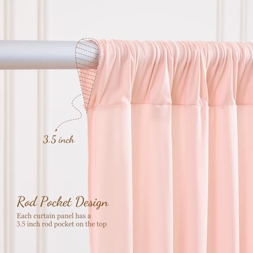 8x10FT Pale Pink Backdrop Curtains for Wedding Parties, Wrinkle Free Polyester Photography Backdrop Drapes for Wedding Baby Shower Birthday Parties Stage Background Stand Decorations 4x10ft,2 Panels - color: Pale Pink, size: W4' x H10'(2 Panels)