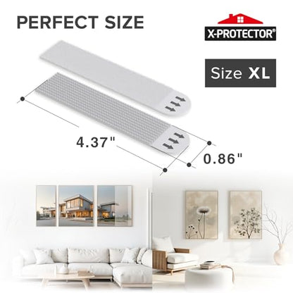 X-Protector Picture Hanging Strips - 16 Pairs Damage Free Picture Hangers - Self Adhesive Hangers Without Nails - Heavy Duty Wall Hanging Strips - Wall Sticky for Hanging Up to 25 LBS (Size XL) - size: XL