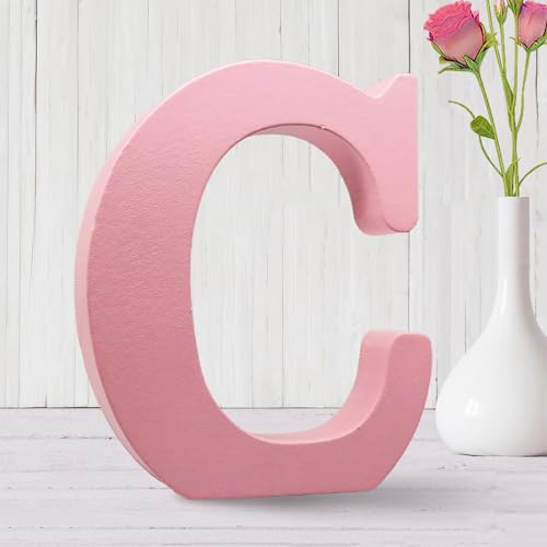 AOCEAN 6 Inch Pink Wood Letters Unfinished Wooden Letters for Wall MAGA Decorative Standing Letters Slices Sign Board for Crafts Christmas Decoration Home Party Projects (C) - style: C