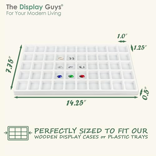 TheDisplayGuys For Your Modern Living 2-Pack 50-Compartments Flocked Velvet Jewelry Display Inserts - Tray/Case Liners - Ring Earrings Storage, (White) by The Display Guys - color: White, size: Compartments - 50