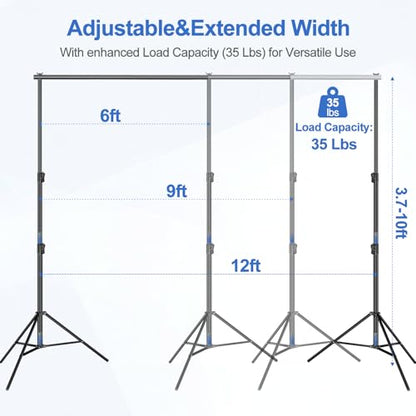 EMART 12x10ft(WXH) Backdrop Stand Heavy Duty, Adjustable Backdrop Banner Holder Back Drop Stand for Party, Photography Background Support Equipment Kit for Photo Studio, Wedding, Birthday, Exhibitions - size: 10x12ft
