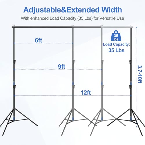 EMART 12x10ft(WXH) Backdrop Stand Heavy Duty, Adjustable Backdrop Banner Holder Back Drop Stand for Party, Photography Background Support Equipment Kit for Photo Studio, Wedding, Birthday, Exhibitions - size: 10x12ft