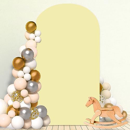 MODFUNS Light Yellow Arch Cover 3.3x6.6ft Spandex Wedding Arch Cover Stretchy Chiara Arch Backdrop Covers Double Sided Arch Stand Covers Arch Wall Backdrop Covering for Happy Birthday Party Arch Stand - color: Light Yellow, size: 3.3 FT x 6.6 FT