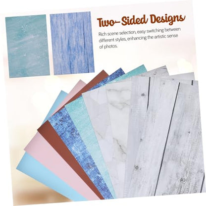 TEHAUX Photo Backdrop Boards Set 15pcs Marble Cement Wood Patterns Photography Background Kit for Product Photography, Food Jewelry Flat Lay Props with Carry Bag and Clips
