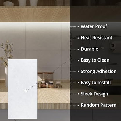 Peel and Stick Wall Panels, PP Marble Tiles 11.8"x23.6" 8 Sheets for Laundry Room, Basement, Entryway & Wet Bar Backsplash (Bianco Pharos) - color: Bianco Pharos