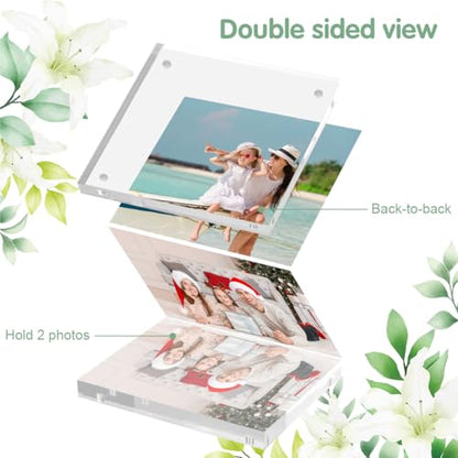 4x6 Acrylic Picture Frame 10 Pack, Clear Picture Frames Double Sided Magnetic Freestanding Photo Block Frame Desktop Display Floating Frameless Acrylic Frame Stand - size: 4"x6"