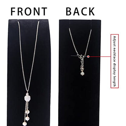 3Pcs/Set Necklace Holder Organizer Velvet Jewelry Display Stand For Selling Pandent Chain Necklace Rack for Show (Black Velvet) - color: Black Velvet