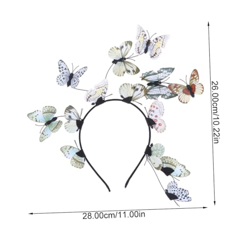 2 Pieces Bridal Butterfly Headbands for Women, Solid Color Hairbands in Blue and Neutral, Wedding Photo Props and Creative Hair Accessories for Brides
