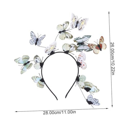 2 Pieces Bridal Butterfly Headbands for Women, Solid Color Hairbands in Blue and Neutral, Wedding Photo Props and Creative Hair Accessories for Brides
