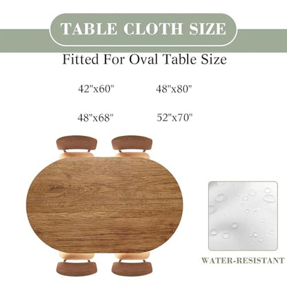 Wood Texture Background Fitted Oval Tablecloth, Waterproof Band Elastic Edge Table Cloth for Restaurant Banquets, Picnics, Tables Cover, Fits 52"x70" Oval TablesStyle 53 - color: Wood Texture -13, size: 70" x 52" (Oval)