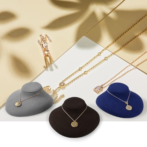 Oirlv Luxury Microfiber Jewelry Bust Necklace Display Bust - color: Grey