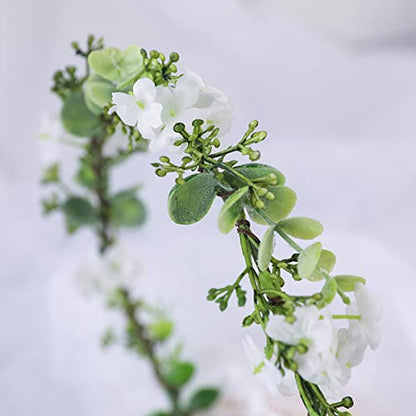 Greenery Leaf Crown Rustic Wedding Headpiece Bridal Headband Photo Prop - color: S-white