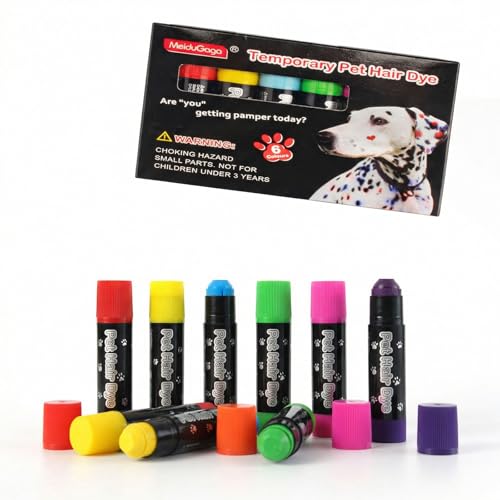 6 Pack Dog Hair Dye Markers, Pet Safe Washable Non Toxic Fur Paint Temporary Pet Hair Dye Pen for Dogs Cats Dog Grooming Kit for Party Photos Creative Looks - color: 6 PCS