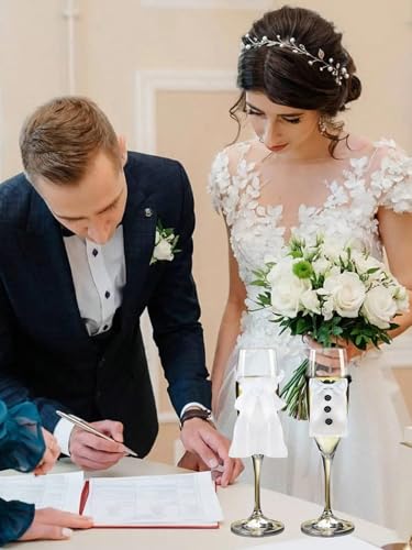 2 white bride and groom wedding-style wine glass sleeves, banquet party gift packaging, atmosphere creation supplies, photo props