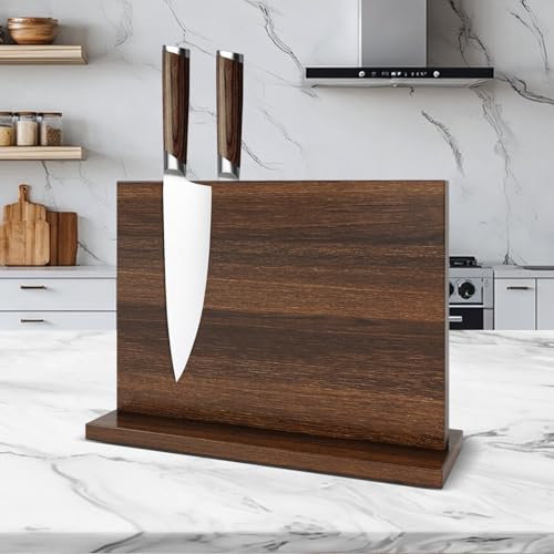 THMINS Magnetic Knife Holder, Double-Sided Magnetic Knife Block Universal Multi-function Display Rack for Kitchen Counter - size: 11.6x8.5 inch Wood