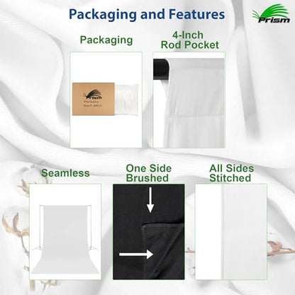 Prism 100% Cotton Extra Thick Professional Photography Backdrop 9x18 ft Black, Brushed for Low Light Reflectance and Bleed Through, Sustainable Organic Cotton Muslin with No Microplastic Shedding - color: Black 9x18ft