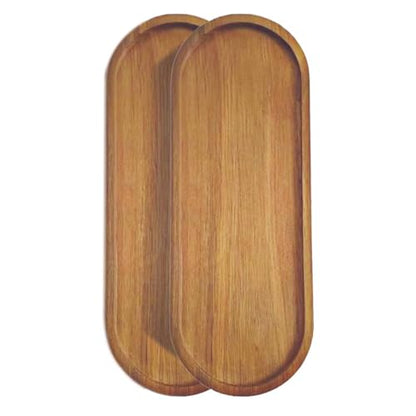 Wood Serving Trays Charcuterie Boards Oval Wooden Plates Wood Serving Platter Cheese Dinner Plates Bulk for Dessert Snack Bread Fruit Appetizer Dishes (11.5x4Inch*2Pack) - size: 11.5" x 4"_2 Pack