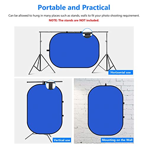 NEEWER Chromakey Backdrops, Double Sided Green Screen and Blue Screen, 2 in 1 Collapsible and Reversible Background for Photography, Gaming and Live Streaming, 5'×6.6'/1.5m×2m (Green/Blue) - color: Green/Blue