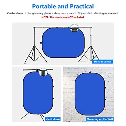 NEEWER Chromakey Backdrops, Double Sided Green Screen and Blue Screen, 2 in 1 Collapsible and Reversible Background for Photography, Gaming and Live Streaming, 5'×6.6'/1.5m×2m (Green/Blue) - color: Green/Blue