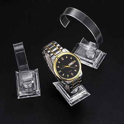 10 Pcs Watch Display Stand Holder, 4 inch/3.5 inch Clear Plastic Watch Display Stand Rack, Round Transparent Bracelet Stand Holder