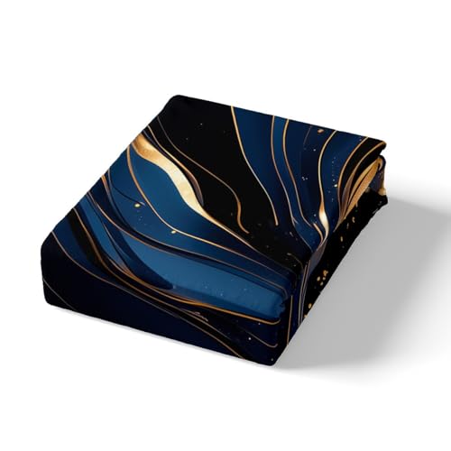Feelyou Geometric Bed Sheets Set Queen Size Modern Art Bedding Set for Kids Boys Girls Modern Marble Aesthetic Sheets with Deep Pocket Fitted Sheet Abstract Marble Texture Printed Bedding Set - color: Dark Blue, size: Queen