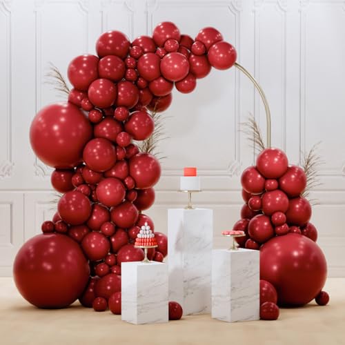 PartyWoo Burgundy Balloons 128 pcs Different Sizes of 18 12 10 5 Inch Dark Chestnut Red Maroon Balloon Arch Kit Garland for Birthday Graduation Anniversary Cherry Casino Party Decorations Red-Y62 - color: Burgundy-y62