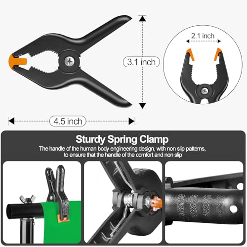 EMART 4.5 inch Heavy Duty Backdrop Clamp Kit-6 Spring Clamps, 8 Background Clip Holders for Muslin Stand, Canvas, Paper, Fabric, Chromakey Screen, Photo Studio, Photography Backdrops Support