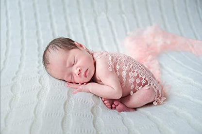 Luxury Newborn Boy Girl Baby Photography Props Wrap Lace Yarn Cloth Blanket (Light Pink) - color: Light Pink