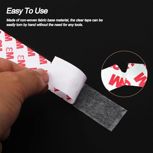 Double Sided Tape Thin, 1in x 82ft Removable Mounting Tape, Poster Picture Hanging Strips, Clear Wall Sticky for Hanging, Scrapbook Stickers, No Damage Wall Adhesive for Festival Decoration