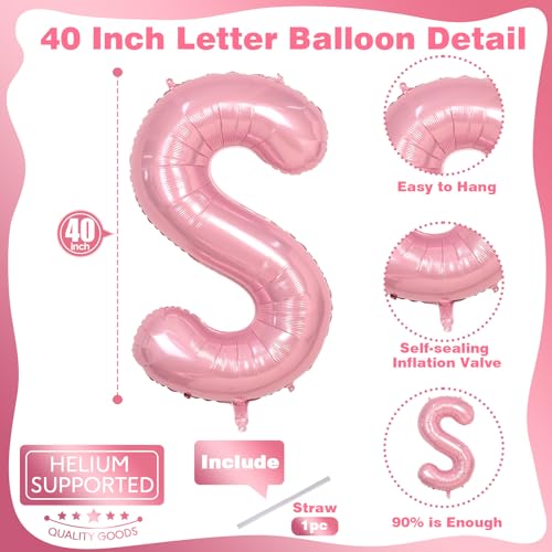 40 Inch Pastel Pink BIG SIS Letter Balloons, Pearl Pink BIG SIS Balloon Letters with Ribbon, Light Pink Baby Girls Alphabet Balloon for Her Baby Shower Birthday Gender Reveal Party Decoration Supplies - color: Pastel Pink - Big Sis