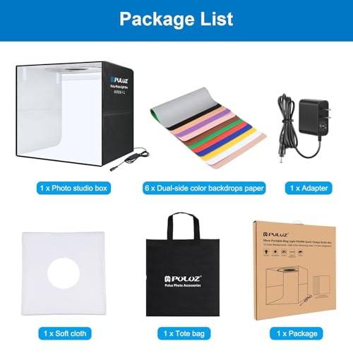 Light Box Photography 20x20in, PULUZ Portable Photo Studio Light Box with 200 LED Lights ＆12 Color backdrops Professional Photography Lighting Tent Kit for Big Product Photography Lightbox - color: 19.7x19.7x19.7in