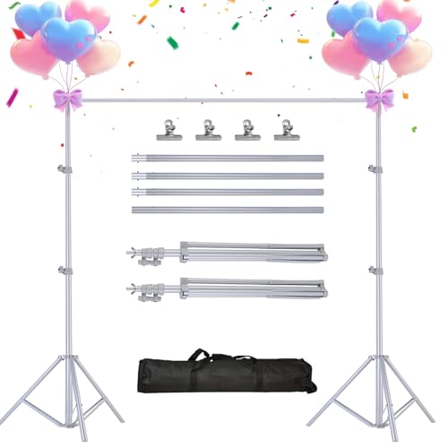 iMounTEK Backdrop Stand Photo Video Studio, 10Ft Wide Adjustable Backdrop Stand, Background Support System Kit with Clamps Carry Bag for Photography/Wedding/Party Decoration(Silver) - color: Silver, size: 6.5X10Ft