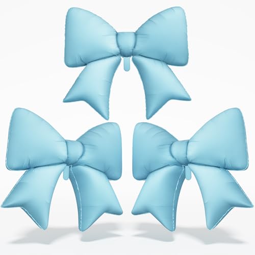 Blue Bow Balloons 38 Inch, Light Blue Giant Bow Shaped Foil Mylar Balloons for Girls Women Birthday Baby Boy Shower Bridal Shower Bachelorette Wedding Engagement Coquette Party Decorations - color: Blue, size: 38inch