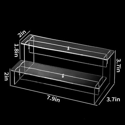 2 Tier Acrylic Keystone Display, Clear Acrylic Display Risers, Perfume Clear Stand Holder 7.87×3.74×3.74 Inch, Cupcake Stand Risers for Jewelry, Dessert, Cosmetics Organizer Tabletop Stand Tool