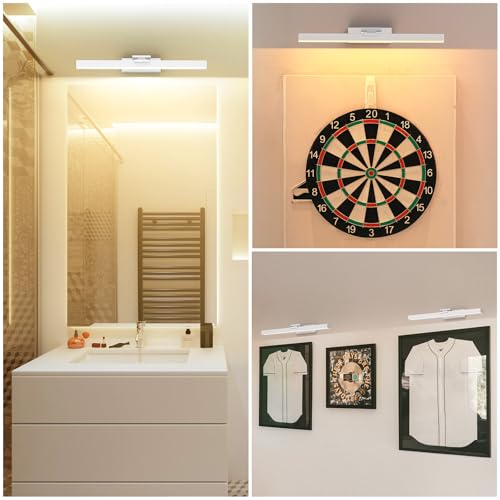 PESUTEN Picture Light Battery Operated, 16in Wireless Art Light for Paintings CCT Dimmable Recharging Battery Picture Light with Remote Control for Gallery Dartboard Art Bedroom Bathroom 2pcs White - color: White - 2 Pieces
