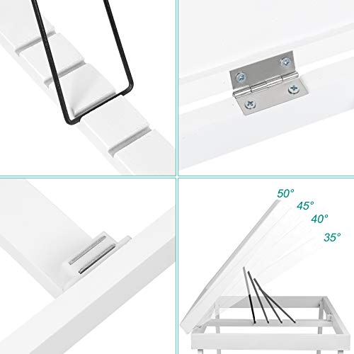 Bamboo Lap Desks Bed Table White Breakfast Tray with Folding Legs Kitchen Serving Tray for Notebook Computer Bed Platters Desk Snack Tray(White) - color: White, size: Large