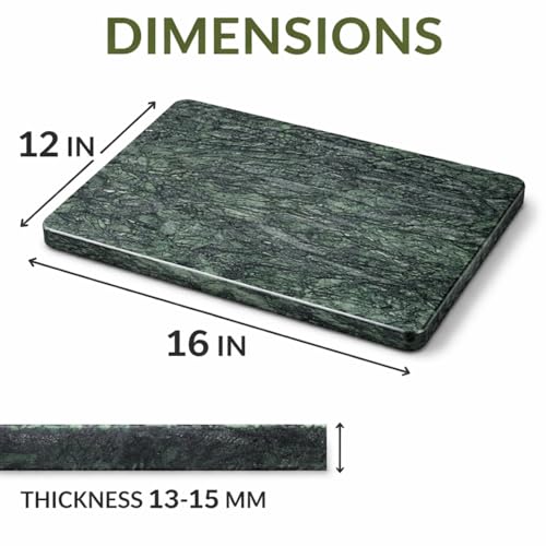 Marble Cheese and Pastry Board 16 x 12 Inch – Natural Carrara Marble Cutting Board and Serving Tray for Dough, Bread, Pizza, Charcuterie – Heavy, Non-Slip, Gift-Ready. - color: Green, size: 16"L x 12"W
