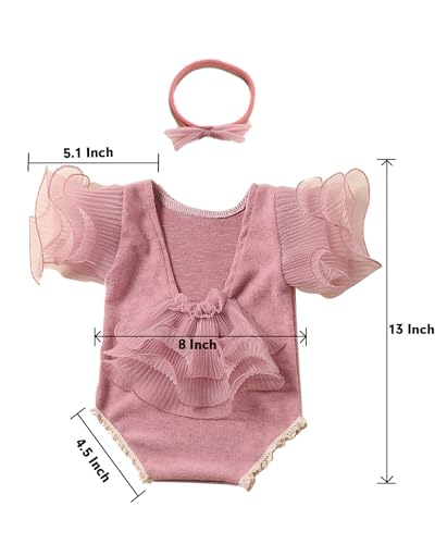 Newborn Photography Outfits Girl Baby Photo Tutu Dress Newborn Photoshoot Romper Baby Picture Lace Outfit - color: Red2