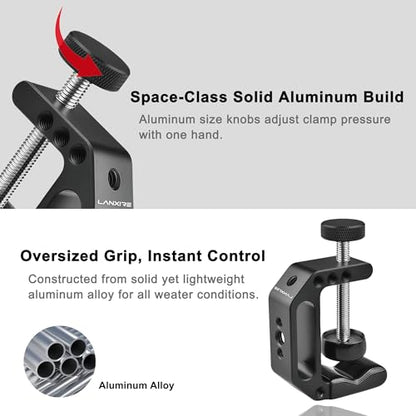 C Clamp Camera Mount with 1/4’’ and 3/8’’ Threaded Holes - 4.5cm Jaw Opening - Max Load 2kg - 2 Pack