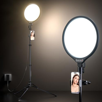 UBeesize 10" LED Light with 62" Tripod Stand, Phone Holder & Remote for iPhone, Video, TikTok, YouTube, Live Streaming, Makeup - size: 10in