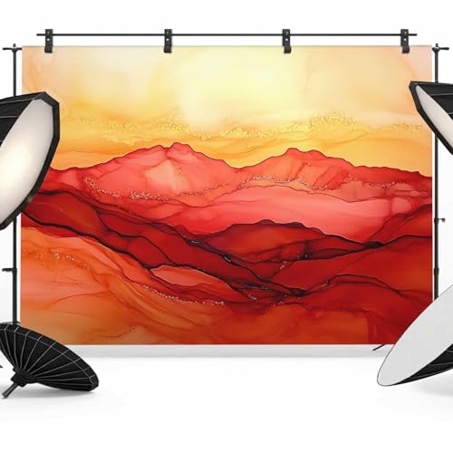 Abstract Art Watercolor Red Sunshine Backdrop for Photography, Photo Backdrop Portrait Background Party Banner Photo Backgrounds for Studio Booth Props, 10x8ft - color: Orange, size: 10x8FT