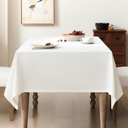 Natural Linen Square Tablecloth Neutral Wrinkle-Proof Faux Burlap Table Clothes for Dining 55 x144 - color: Natural, size: 55" x 144" (Rectangular)