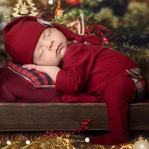 Christmas Newborn Baby Photo Shoot Props Outfits Crochet Clothes Santa Claus Red Hat Pants Photography Props - color: Claret