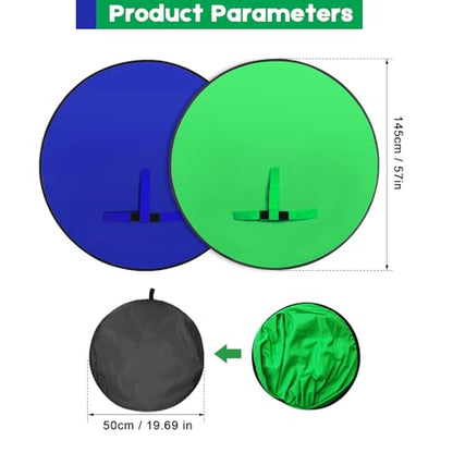 Portable Blue Green Screen Chair, 57 in Greenscreen Backdrop with Stand Double Sided Foldable Green Background, Chroma Key, for Photography Streaming Gaming Photo Zoom Video Chats and Meeting - color: Green/Blue Screen