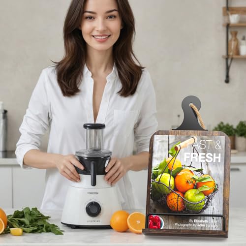 KLM Kitchen Cookbook Stand - Recipe Book Holder for Cooking, Organising and Storage - Perfect Home Shelf Decor and Wedding Retirement Gift for Woman (Brown)