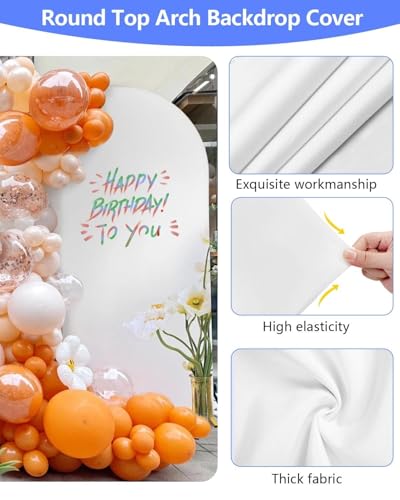 Metal Arch Backdrop Stand and Cover Set of 2 (7.2 ft/6 ft, White), Wedding Arch Backdrop Stand with White Cover for Party Birthday, Wedding, Bridal Shower, Baby Shower, Festival, Proposal, Anniversary - color: White, size: 6FT+7.2FT