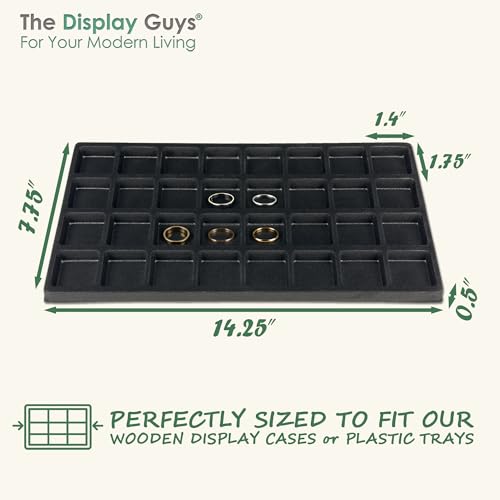 TheDisplayGuys For Your Modern Living 2-Pack 32-Compartments Flocked Velvet Jewelry Display Inserts - Tray/Case Liners - Ring Earrings Storage, (Black) by The Display Guys - color: Black, size: Compartments - 32