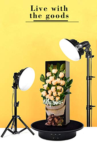 JAYEGT Motorized Rotating Display Stand, 7.87inch /17.6lbs Load, 360 Degree Electric Rotating Turntable for Photography Products, Jewelry, 3D Model ,with 5 Colors Backgrounds- Black - color: Black