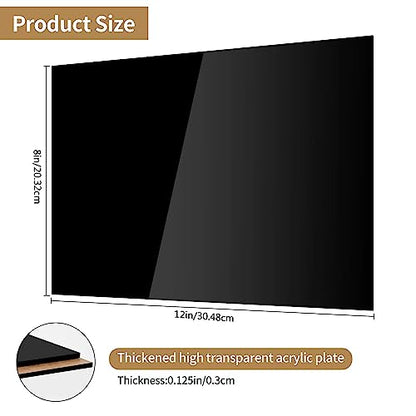 Lesnlok 8 x 12 Black Acrylic Sheet 1/8 inch Thick 3mm 2 Pieces Black Plexiglass Sheet, DIY Materials for Home Decor, Handcraft, Painting, Photography,Switch Panel, Display Stand - size: 8 x 12 x 1/8